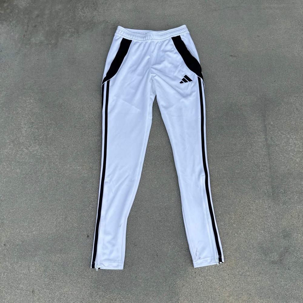 Adidas Aeroready White Black Striped Soccer Track Pants Mens XS Regular Fit